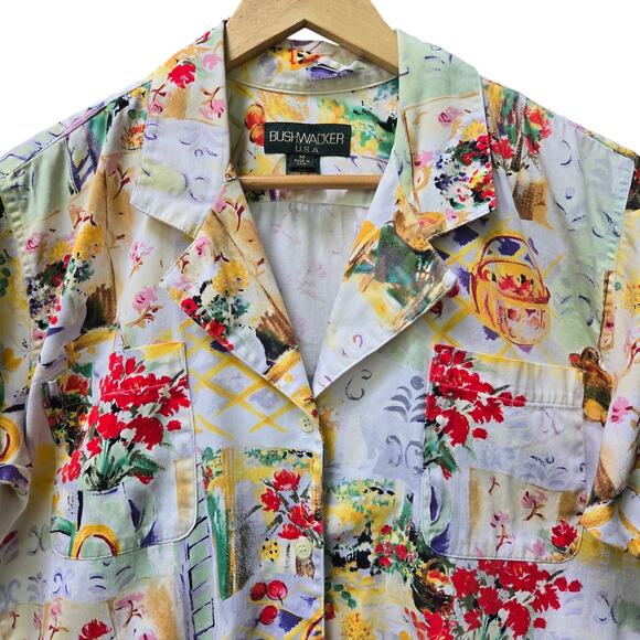 Bushwacker Women Vintage Cottage Floral 2 Pc High Waist Short Set M Made in USA - Picture 6 of 15